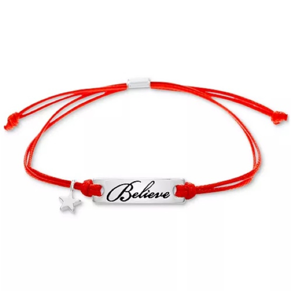 Macy's Silver-Tone Believe Colored Cord Slider Bracelet